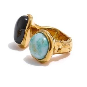 18K Gold PVD Plated Stone Opening Ring
